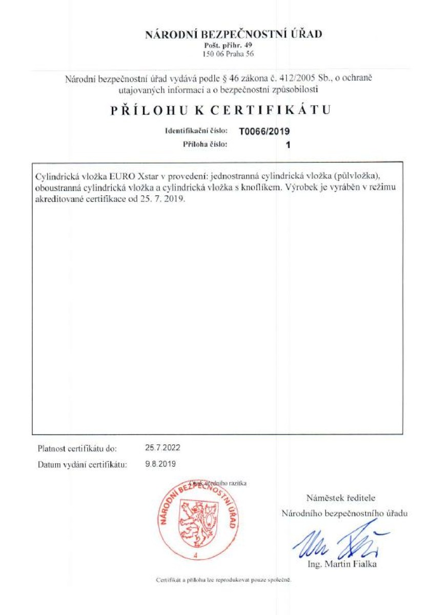 Bezpečnostní vložka Euro XStar EXR.30/30.NI
